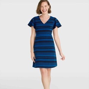 Draper James Blue Stripe A-Line Dress Size Large